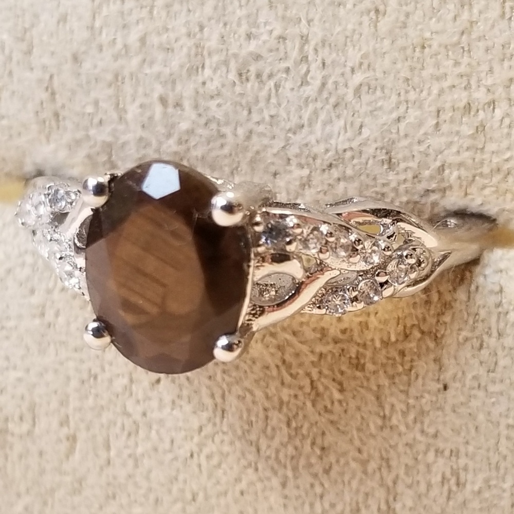 NEW 2 carat CHOCOLATE SAPPHIRE & DIAMOND in SILVER